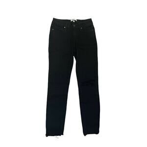 PAIGE Jeans Black Verdugo Crop Distressed Destroyed Women's size 25